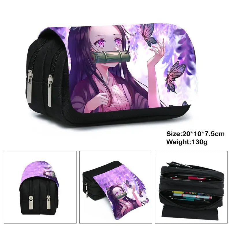 Anime Demon Slayer Kimetsu No Yaiba Pencil Case Zipper Student Stationery Bag