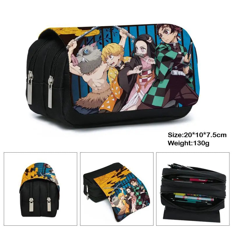 Anime Demon Slayer Kimetsu No Yaiba Pencil Case Zipper Student Stationery Bag