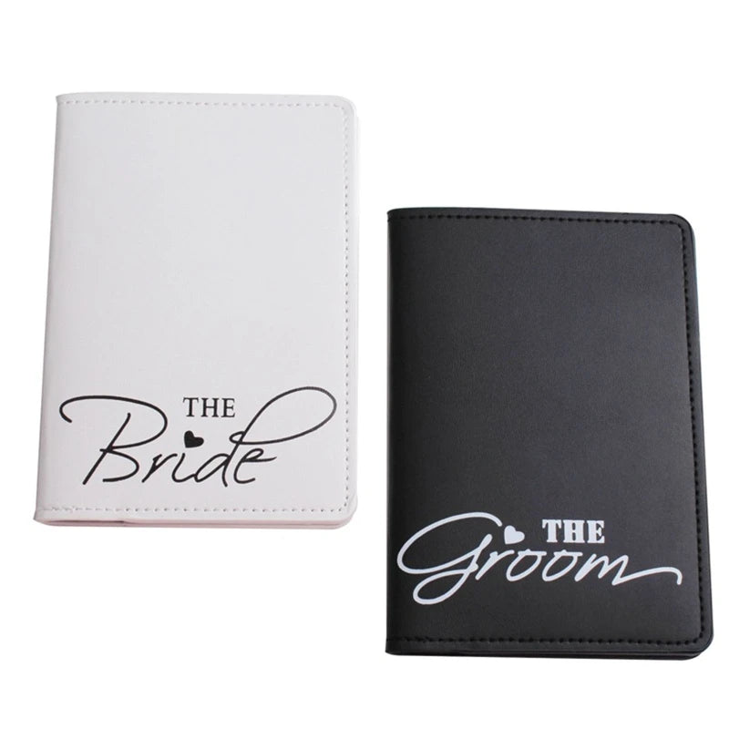 PU Leather Luggage Tag & Passport Case Set for Couples Honeymoon Travel