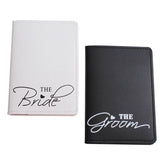 PU Leather Luggage Tag & Passport Case Set for Couples Honeymoon Travel