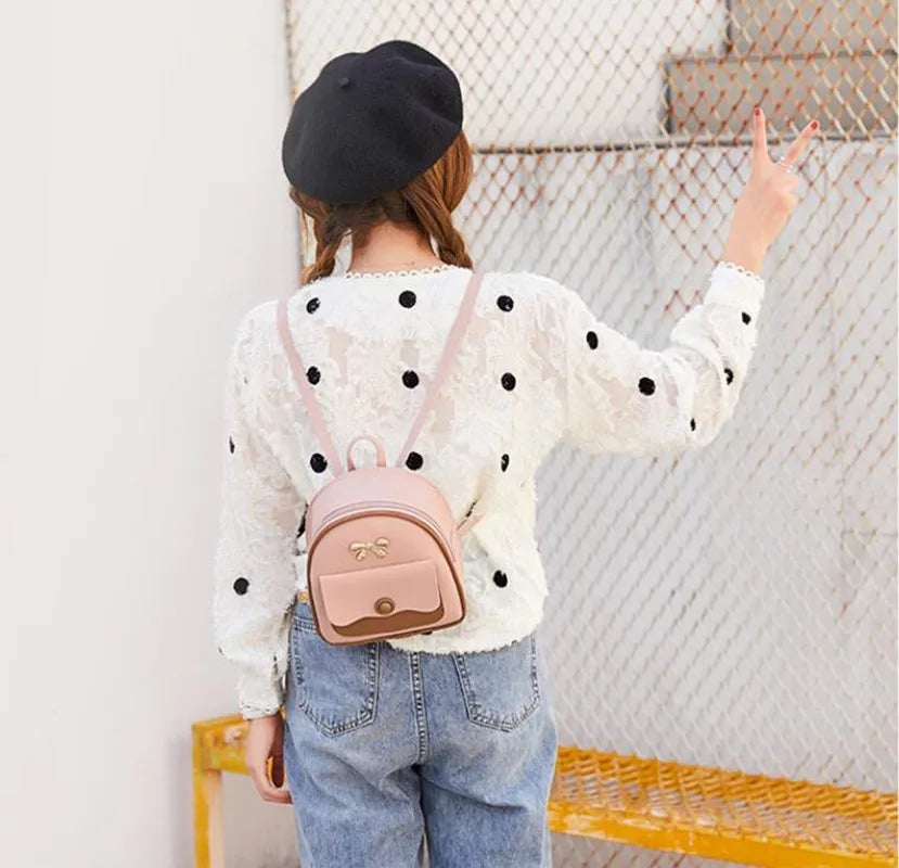 2 PCS Womens Mini Backpack Casual Shoulder Bag Mobile Phone Purse Small Bag