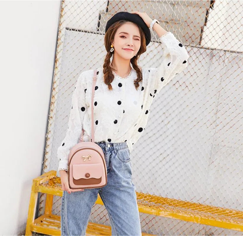 2 PCS Womens Mini Backpack Casual Shoulder Bag Mobile Phone Purse Small Bag