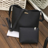 2 Pcs/Set Summer Women Shoulder Bag + Purse PU Leather Solid