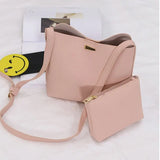 2 Pcs/Set Summer Women Shoulder Bag + Purse PU Leather Solid