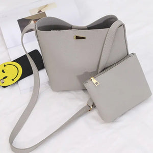 2 Pcs/Set Summer Women Shoulder Bag + Purse PU Leather Solid