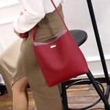 2 Pcs/Set Summer Women Shoulder Bag + Purse PU Leather Solid
