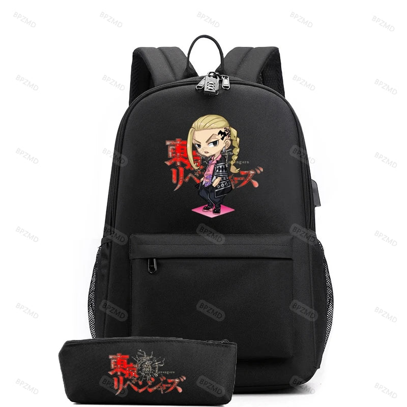 Canvas Backpack with Pencil Case School Bag For Teenagers