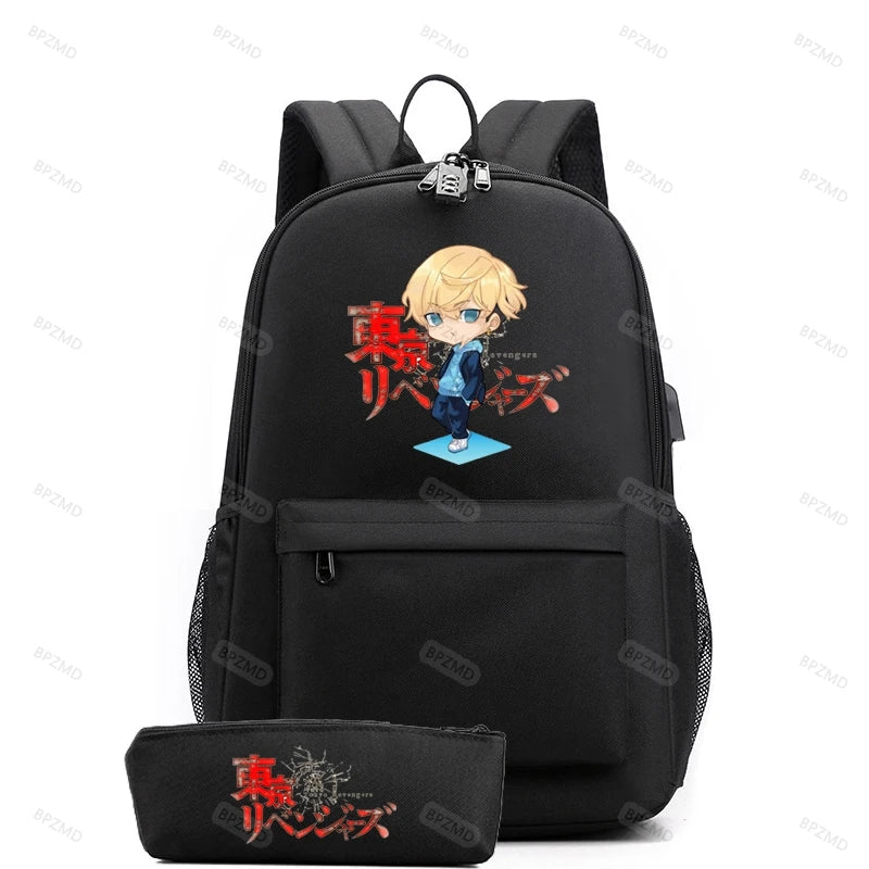 Canvas Backpack with Pencil Case School Bag For Teenagers