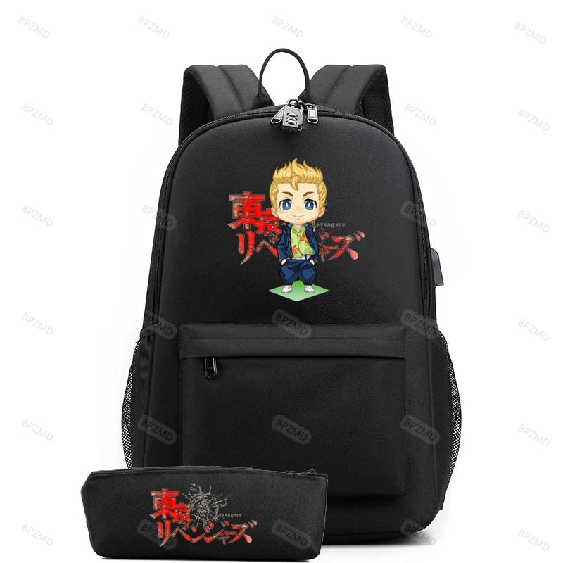 Canvas Backpack with Pencil Case School Bag For Teenagers
