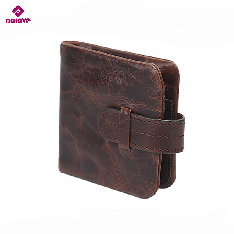 Men's Retro Crazy Wallet Folding Buckle High Oil Wax Leather Wallet