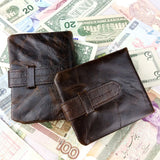 Men's Retro Crazy Wallet Folding Buckle High Oil Wax Leather Wallet