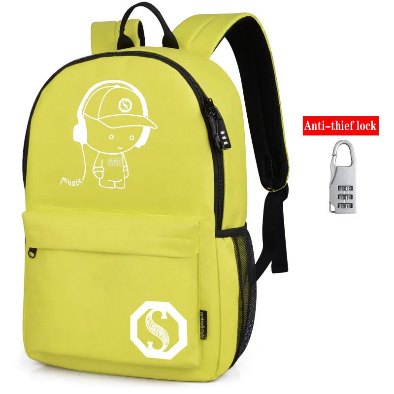Anime Luminous School Backpack Kids Anti-Theft Boys Girls Bags