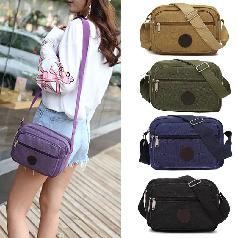 Casual Polka Dot Canvas Shoulder Bag Solid Women Messenger Bag