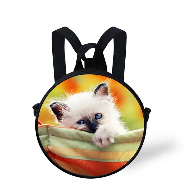 Children School Bag Round Backpack Kids Adjustable Shoulder Bags