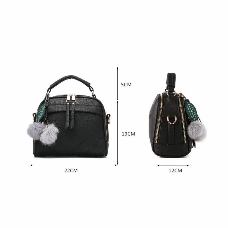Hair Ball Decoration Messenger Bag Shoulder Bag for Women