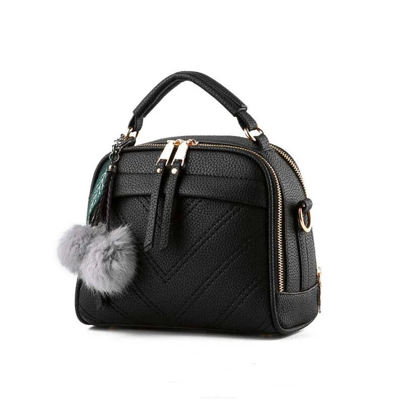 Hair Ball Decoration Messenger Bag Shoulder Bag for Women
