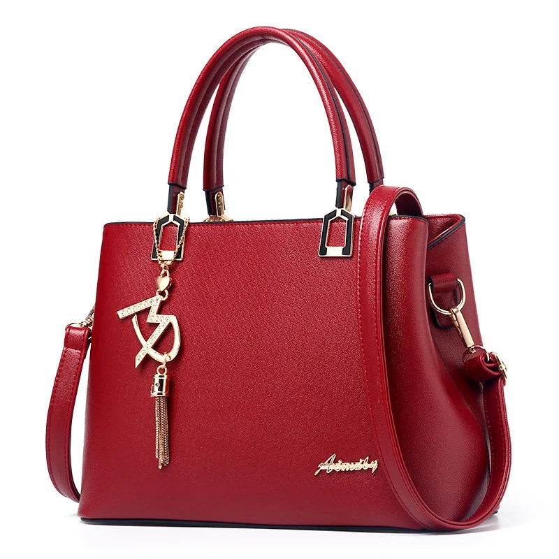 Women's PU Messenger Bag Shoulder Slung Joker Middle-Aged Ladies Handbag