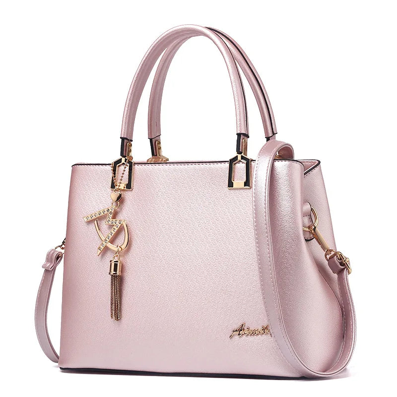 Women's PU Messenger Bag Shoulder Slung Joker Middle-Aged Ladies Handbag