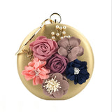 Floral Round Clutch Bag Evening Banquet Bag