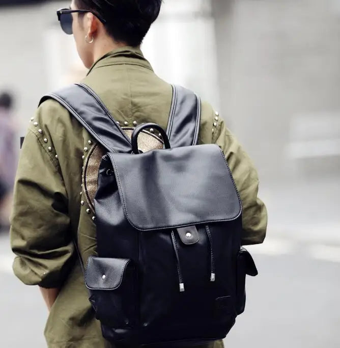 Leather Pumping Backpack with Clamshell Design