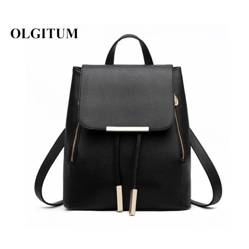 Girls School Backpack Top-handle PU Leather Mochila Escolar Travel Bag