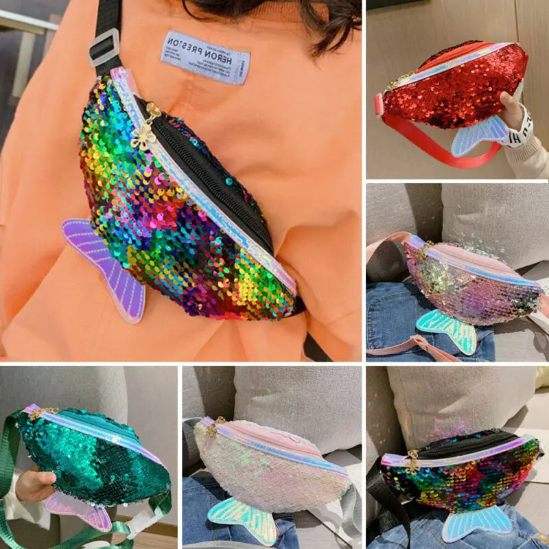 Kids Girls Sequin Shoulder Crossbody Bag Mermaid Small Bag