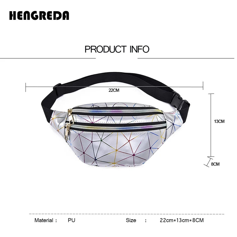 Holographic Women's Belt Bag Laser Fanny Pack Silver Pink Wallet Waist Packs