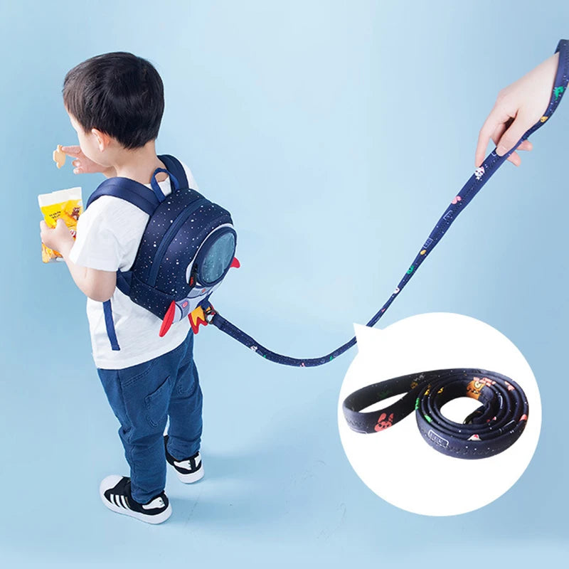 3D Rocket Girl Anti-Lost Backpack for Kids