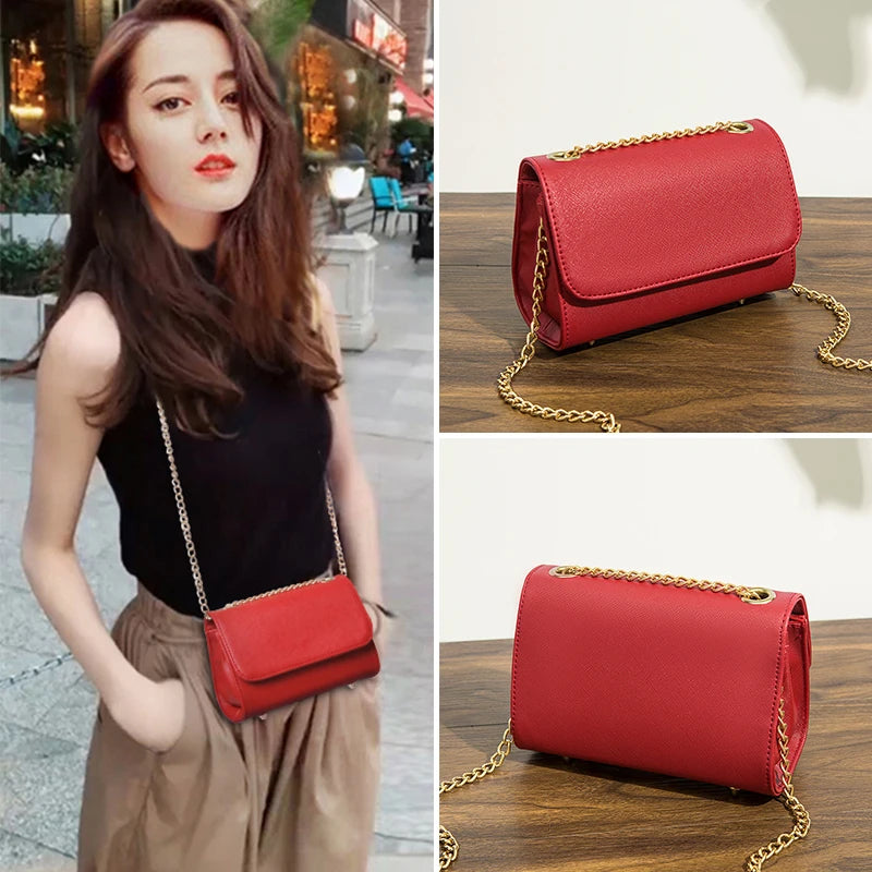 Women Casual Messenger Bag Single Chain Wear Resistant Rivet Flap Handbag