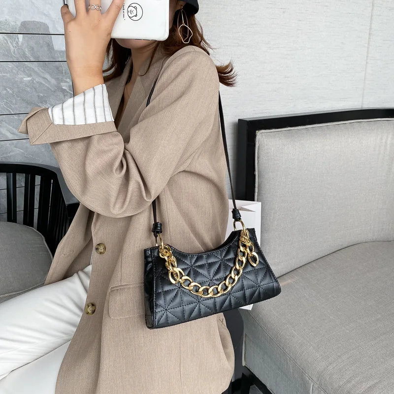 Casual Chain Lingge Shoulder Messenger Bag Small Square Bag