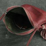 Casual Leather Shoulder Bag Cowhide Women Tassel Mini Messenger Phone Bag
