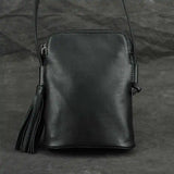 Casual Leather Shoulder Bag Cowhide Women Tassel Mini Messenger Phone Bag