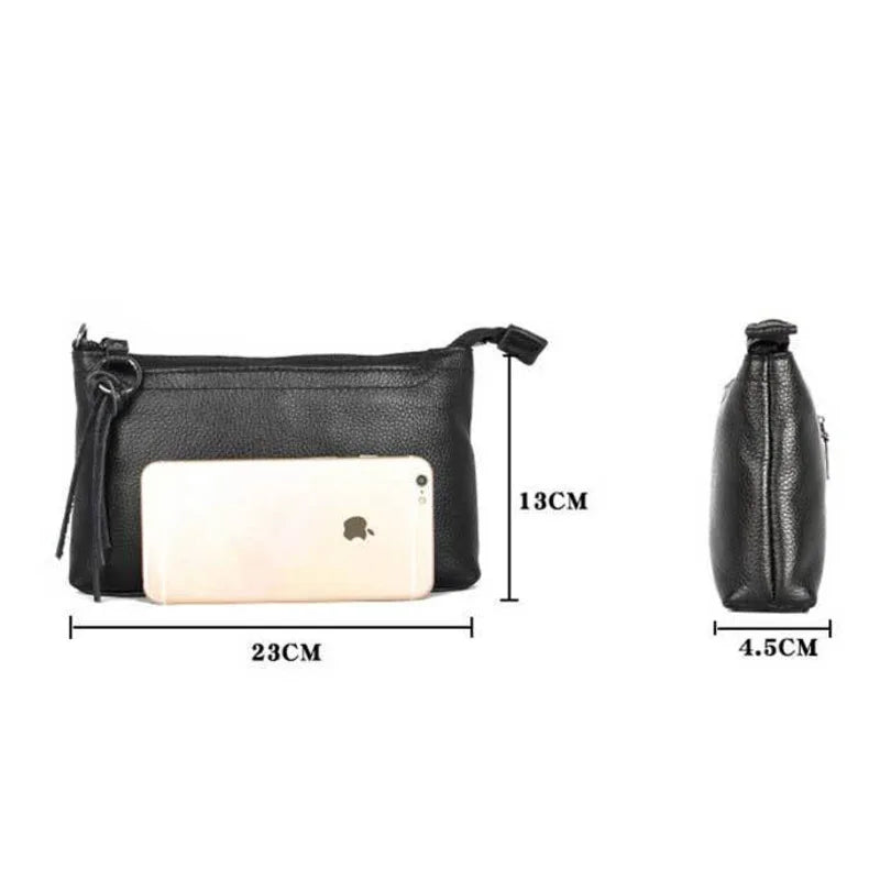Genuine Leather Square Shoulder Bag with Lock for Women