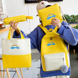 Cartoon Print Girls Backpack Set School Bags Kids Travel Backpack 4pcs