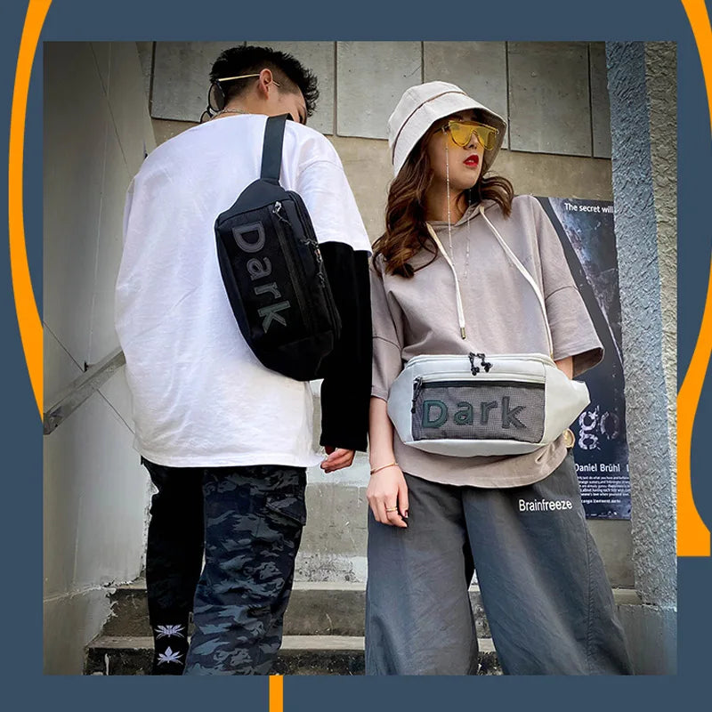 Casual Waist Bag Phone Pouch Hip Hop Chest Bag Reflective Strip Belt Pack