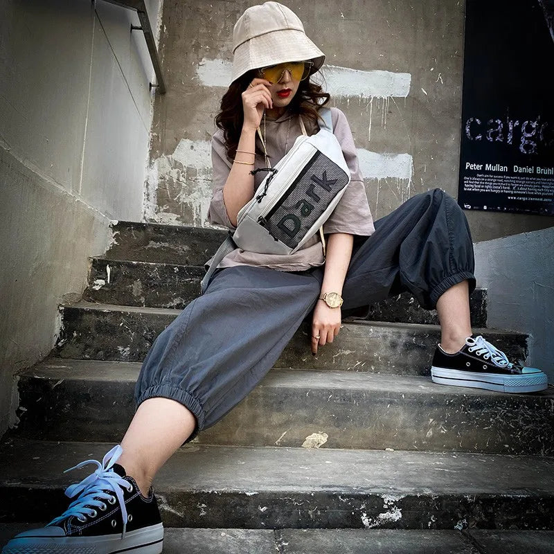 Casual Waist Bag Phone Pouch Hip Hop Chest Bag Reflective Strip Belt Pack
