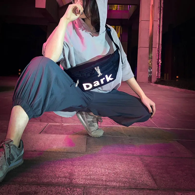 Casual Waist Bag Phone Pouch Hip Hop Chest Bag Reflective Strip Belt Pack