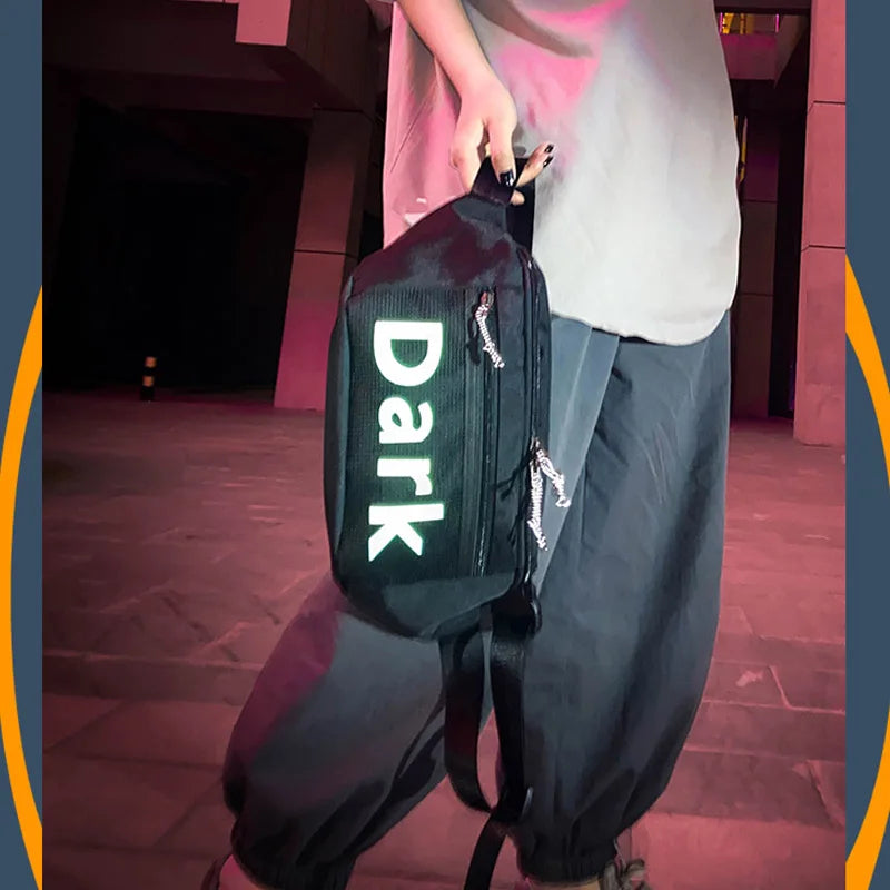 Casual Waist Bag Phone Pouch Hip Hop Chest Bag Reflective Strip Belt Pack