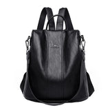 Casual Leather Backpack for School Teen Girls Large Capacity Travel Bag