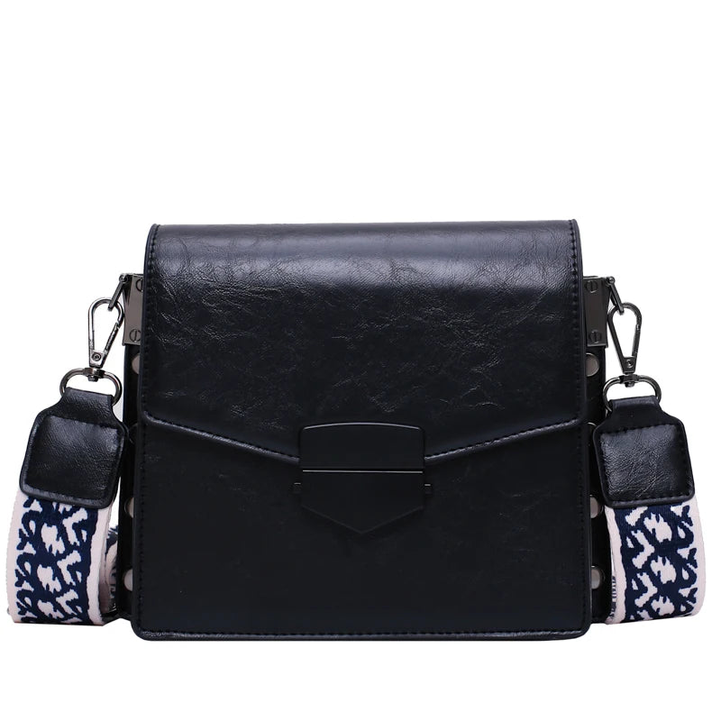 PU Lady Messenger Bag Women Shoulder Bag Girl Hand Bag Metal Button Lipstick Bag