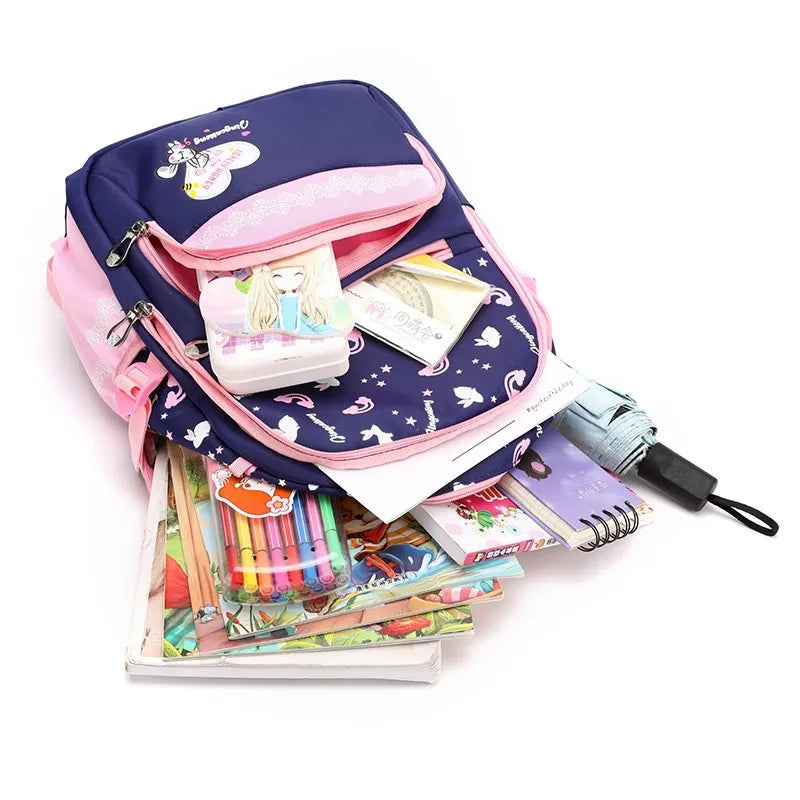 Girl Clouds Pattern School Backpack Waterproof Book Bag Girls Satchel
