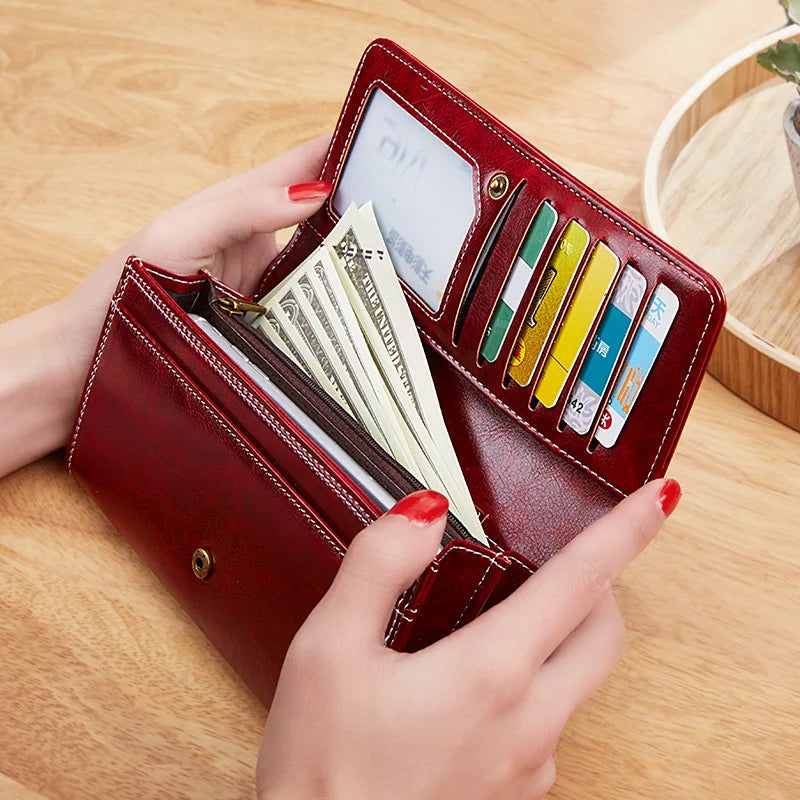 Women's Long Leather Wallet Lady Purses Clutch Bag Top PU Cardholder Money Bag
