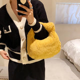 Soft Plush Shoulder Bag Women Lady Underarm Bag Casual Warm Fur Handbag