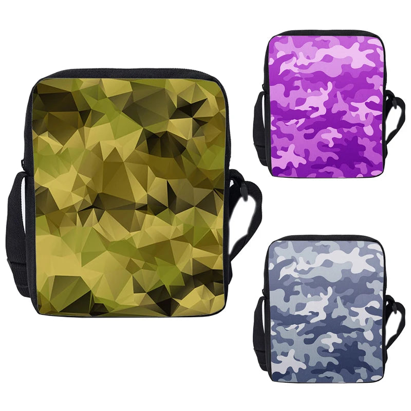 3D Printed Army Green Camo Shoulder Bag Zipper Crossbody Handbag