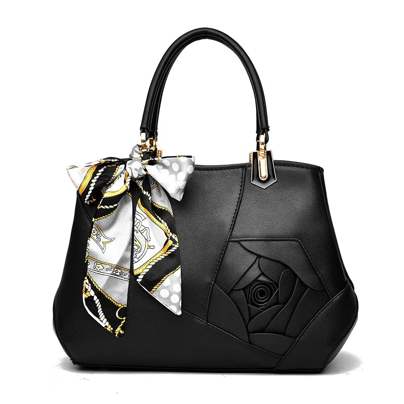 Casual High Crossbody Messenger Bag for Women, Rose Bow Shoulder Handbag