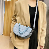 Women's Small Leather Saddle Bag Chain Crossbody