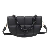 Women's Small Leather Saddle Bag Chain Crossbody