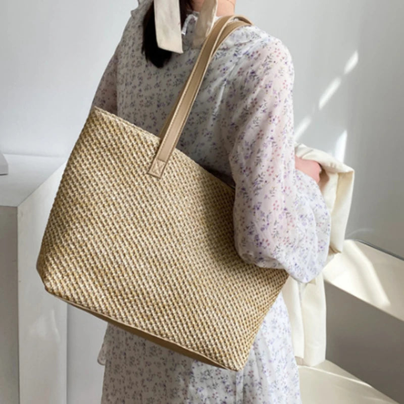 Casual Straw Hand Bag Large Capacity Tote Bags Eco Friendly Big Shopper Bag