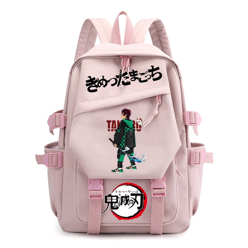 Demon Slayer Boy School Bag Children Backpack Canvas Travel Bag
