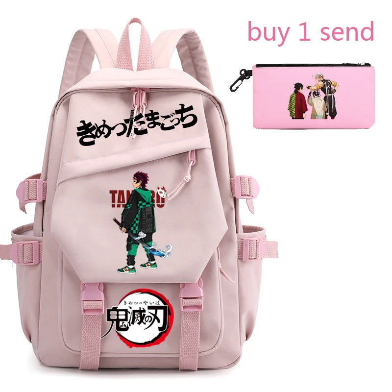 Demon Slayer Boy School Bag Children Backpack Canvas Travel Bag